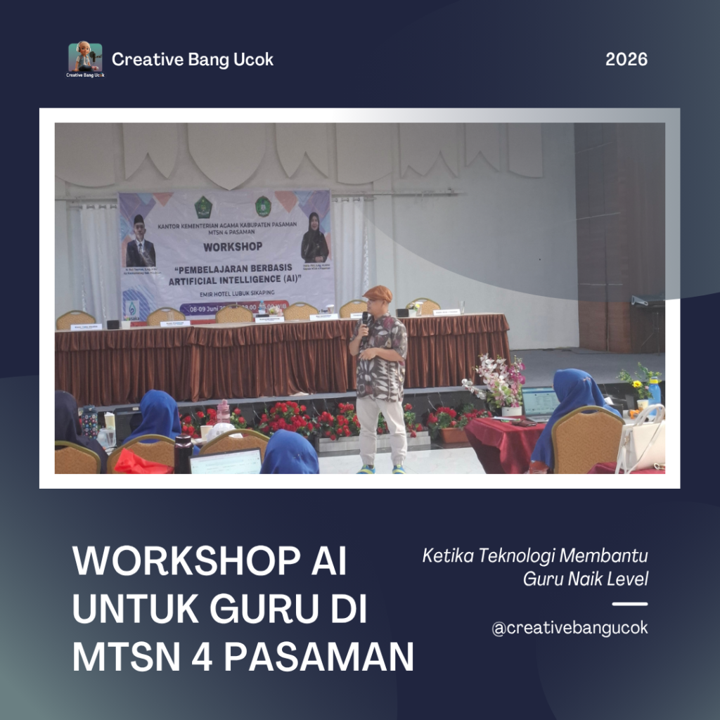 MTsN 4 Pasaman menggelar Workshop Transformasi Pembelajaran Berbasis Artificial Intelligence (AI) yang diajar oleh Creative bang Ucok