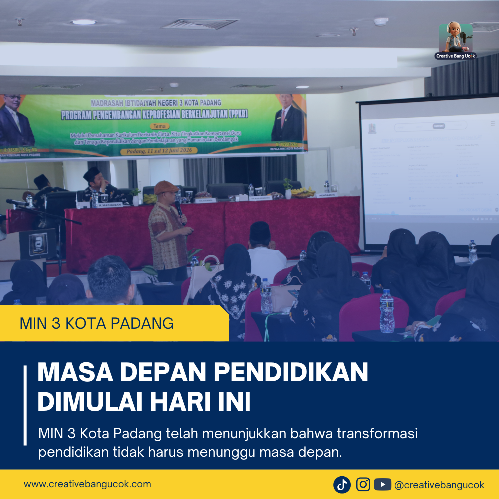 Dan keberanian untuk terus belajar.

MIN 3 Kota Padang telah menunjukkan bahwa transformasi pendidikan tidak harus menunggu masa depan.

Transformasi dapat dimulai hari ini.